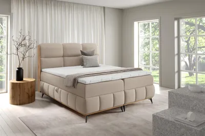 Produktbild von Boxspringbett Schlafzimmerbett CHARLIE 180x200cm Stoff Fibi Beige