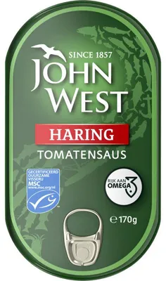 Produktbild von John West Haringfilets in Tomatensauce, 170 g – Feine Heringfilets Snack