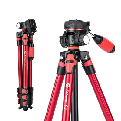 Produktbild von Fotopro 152 cm Kamerastativ, leichtes Videostativ mit 2-Wege-Neigekopf & Schnellwechselplatte, Reisestativ für SLR/DSLR, max. Belastung 3 kg