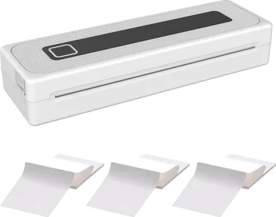 Produktbild von Tragbarer Drucker, kabelloser tintenloser Drucker, unterstuetzt 8,26 x 11,69 Zoll Thermopapierdrucker, BT5.1-Verbindungsdrucker, A4-Thermopapier, kompatibel mit iOS, Android und Laptop fuer Buero, Auto, Zuhause, Reisen, mobiles Buero, Schule, Zuhause