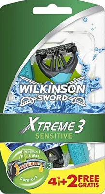 Produktbild von Wilkinson Sword Xtreme 3 Sensitive Einwegrasierer, 4 Stück + 2 gratis