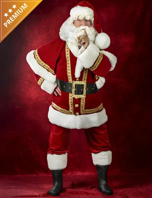 Produktbild von Premium Weihnachtsmann Kostüm aus Samt mit rotem Umhang - XL