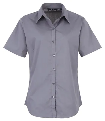 Produktbild von Premier - Bluse für Damen, Popelin, kurzärmlig LT5109 (5XL) (Stahl)