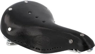 Produktbild von Schwarzes Lederfahrradsattel mit Federung Vintage Retro