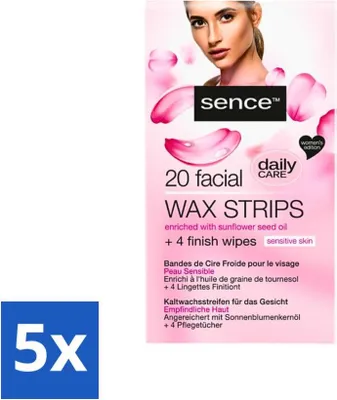 Produktbild von Sence - Wachsstreifen - Gesicht - 20 Wachsstreifen - Vorteilspack - 5 Stücke