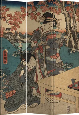 Obrázok produktu pre Jemný ázijský obývačkový rozdeľovač Japanese Empress Š120xV180cm 3 panely