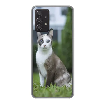 Produktbild von MuchoWow® Handyhülle Schutzhülle Hülle für Samsung galaxy a73 Katze - Siamese - Gras - Mädchen - Kinder - Jungen - Kind Silikon Softcase Handy Hülle - Handyhülle