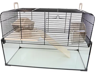 Productafbeelding van Interzoo Hamsterkooi Vision 51 zwart met glazen onderbak