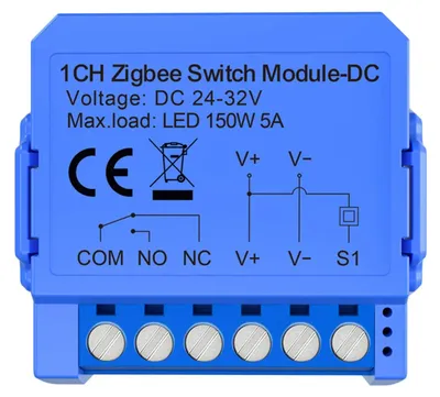 Obrázok produktu pre 1-kanálový ZigBee spínací modul s beznapäťovým kontaktom Avatto ZWSM16-DC32V-1