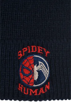 Zdjęcie produktu dla Dziecięca czapka zimowa Spider-Man dla chłopców z dzianiny, Kolor:Granatowy, Rozmiar:52