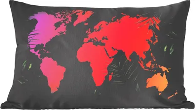 Produktbild von MuchoWow® Zierkissen Sofakissen Wohnzimmer Dekokissen 50x30 cm Weltkarte - Farben - Pflanzen - Wohnzimmerdekoration - Polster mit Photo