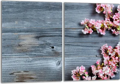 Obrázok produktu pre Sada krycích dosiek na sporák 2x40x52 cm sklokeramický kryt varnej dosky sklenený splashback, čerešňový kvet