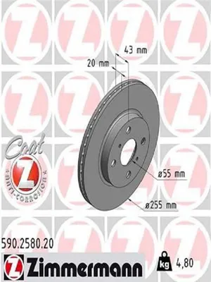 Produktbild von 2x ZIMMERMANN 590.2580.20 Bremsscheibe