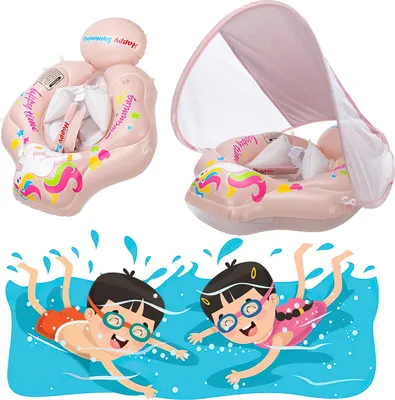 Produktbild von Kinder-Schwimmring, L-Sonnenschutzdach auslaufsicherer Baby-Schwimmring, Rosa