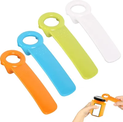 Produktbild von 4 Stück Deckelöffner Glasöffner Schraubdeckelöffner Deckelöffner für Schraubgläser Manuell Flaschenöffner für Senioren Menschen Kinder Frauen Schwache Hände