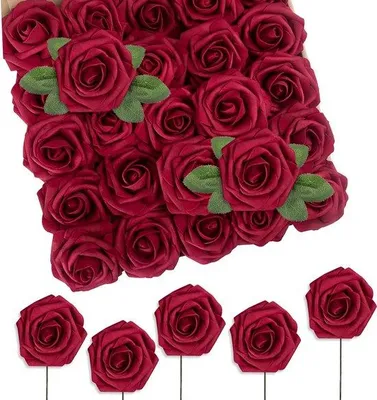 Produktbild von Dekorationsblumen, 50 Stück, dunkelrot, künstlich, DIY, Hochzeit
