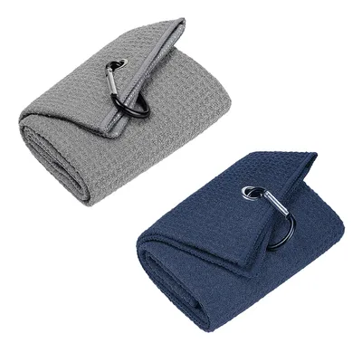Produktbild von Golfhandtuch Tri-Fold Golf Handtuch Sporthandtuch Golf Reinigungstuch für Sport Outdoor Fitness Yoga Golf Fahrrad,(Dark blue+light gray)