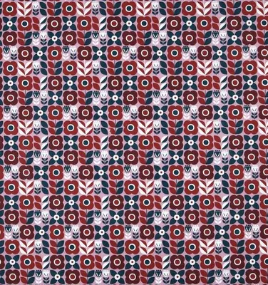 Produktbild von Baumwollstoff Meterware Retro Blumen rot rosa 140cm