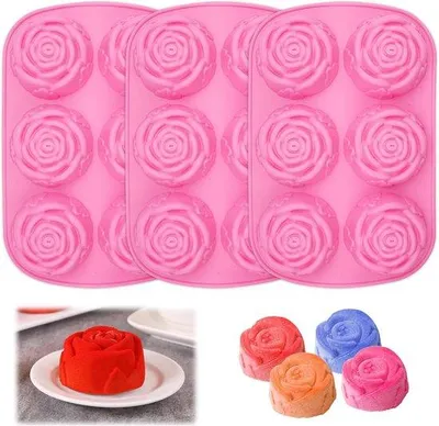 Produktbild von Silikon-Muffin-Backformen 6-Kavitäten, multifunktional, rote Farbe