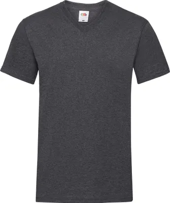 Image de Fruit Of The Loom T-shirt Valueweight col V pour homme, manches courtes BC338 (L) (Gris foncé chiné)