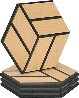 Obrázek produktu pro Homestyle4u Nástěnné panely, 26 x 30 cm, akustické panely, 4 ks, přírodní dub, dřevěné, zvuková izolace