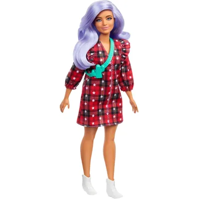 Produktbild von Barbie Fashionistas Puppe im karierten Kleid, Anziehpuppe, Modepuppe