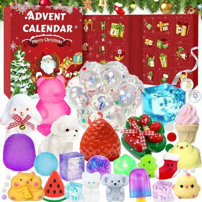 Produktbild von 2026 Adventskalender Squishy, Fidget-Weihnachts-Countdown-Kalender, mit 24 Überraschungen Fidget Spielzeug, Sammelfiguren, Geschenkidee Weihnachten