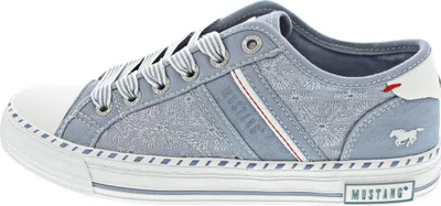 Produktbild von Mustang Damen Sneaker bestickt Baumwolle Schnürung 26M0152003, Größe:39 EU, Farbe:Blau