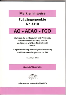 Immagine prodotto di ABGABENORDNUNG & FGO Dürckheim-Markierhinweise/Fußgängerpunkte für das Steuerberaterexamen: Dürckheim'sche Markierhinweise