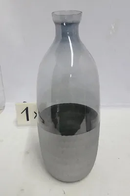 Produktbild von Gilde Flaschenvase, Canus, Glas, grau, silberfarben, VE 2 Höhe: 33.00 cm Breite: 13.00 cm Tiefe: 13.00cm 55817