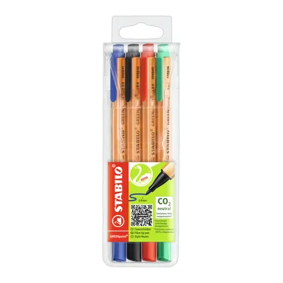 Immagine prodotto di STABILO GREENpoint penna tecnica Nero, Blu, Rosso, Verde 4 pz