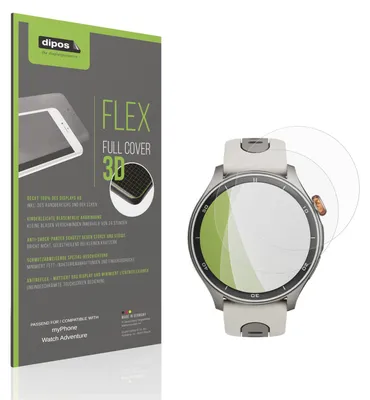 Produktbild von 2x Full Cover Schutzfolie matt für myPhone Watch Adventure Panzerfolie Anti-Shock