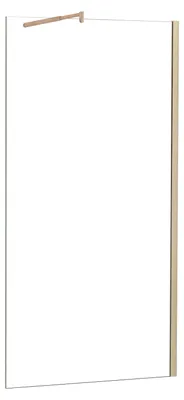 Produktbild von Duschspa Walk-In Dusche 100x200cm Gold gebürstet Duschwand 8mm NANO ESG-Glas mit 70-120cm verstellbarem Stabilisator F123GT Duschabtrennung