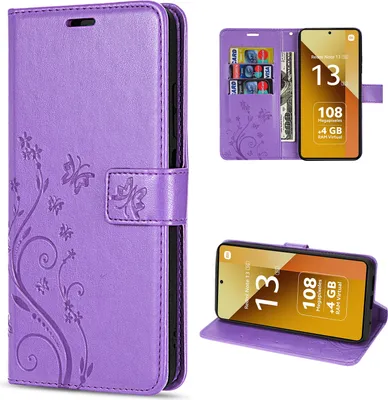 Produktbild von Hülle Xiaomi Redmi Note 13 5G, Handy Tasche Handyhülle Wallet Case Flip Cover Lila