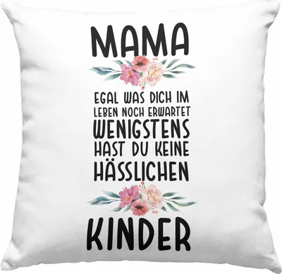 Produktbild von Trendation - Mutter Deko-Kissen mit Füllung 40x40 Hässliche Kinder Muttertag Geschenk Mama von Kinder Spruch Geburtstag Mami (Blau)