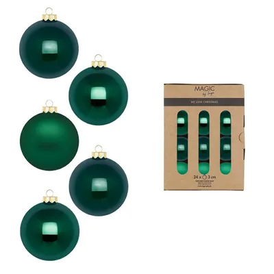 Produktbild von Weihnachtskugeln Glas 3cm 24 Stück - Fir Green