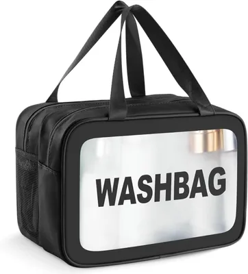 Imagen del producto de Estuche transparente para cosméticos, impermeable, tamaño L, ideal para viajes