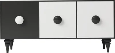 Produktbild von Moderne Kommode Dancan PARADIS 158 cm / 3 Fächer / höhenverstellbare Einlegeböden / hohe Beine / Schwarz-Weiß