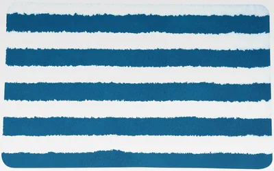 Produktbild von Badteppich Badematte Badvorleger Duschvorleger Mikrofaser Hochflor flauschig 50x80 cm – Weiß/Hellblau