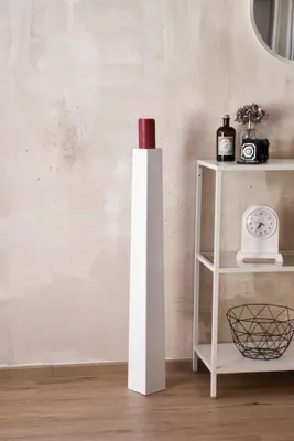 Produktbild von VIVANNO Kerzenständer Fiberglas OBELISK Säule, Weiß matt - 11x11x100 cm