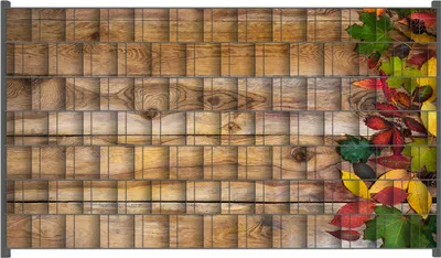 Produktbild von Wallario Zaunsichtschutz mit Motiv Herbstlaub auf Holzbrettern für Ein- und Doppelstabmatten Zäune in der Größe 250 x 140 cm