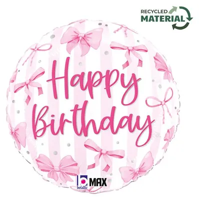 Zdjęcie produktu dla Balon foliowy Kokarda Różowy Pretty Pink Bow Birthday 45 cm