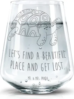 Produktbild von Mr. & Mrs. Panda Wasserglas Schildkröte Marschieren - Transparent - Geschenk, Neustart, Lieblingsmensch, Glas, Abenteuer, Inspiration, Meer, Trinkgefäß, Wasserbecher