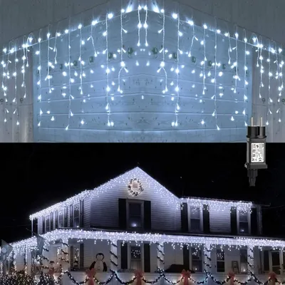 Lichtgordijn 480 LEDs, 19 m, koudwit, ijspegels, Außenbeleuchtung