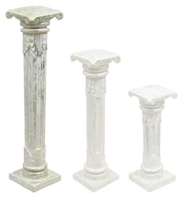 Produktbild von Säule Antike Blumensäule Dekosäule Ständer Sockel Podest Blumenständer Holz in vielen verschiedenen Designs , Säulen Variante Antik:Silberwash 100 cm