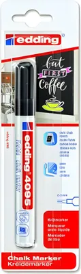 Produktbild von edding 4095 Kreidemarker - schwarz - 1 Kreidestift - Rundspitze 2-3 mm - Kreidestift für Tafel abwischbar - zum Beschriften von Fenster, Glas, Spiegel - Tafelstift mit deckenden Farben
