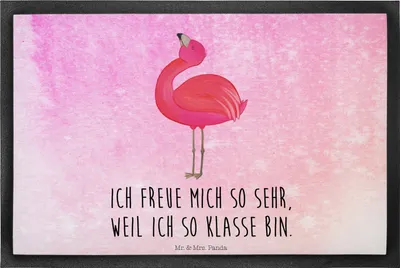 Produktbild von Mr. & Mrs. Panda Schmutzmatte Flamingo Stolz 40 x 60 cm - Aquarell Pink - Geschenk, Schmutzfangmatte, Freundin, Bodenvorleger, Fussmatte, fußmatte, Beste, bodenmatte