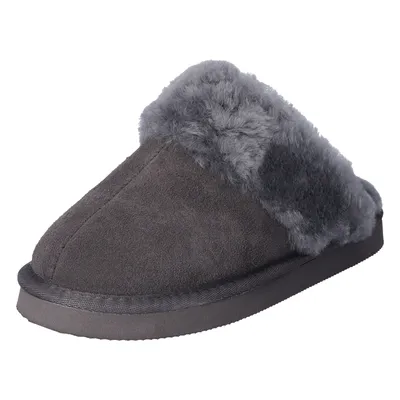 Produktbild von Hausschuhe Lammfell-Pantoffel aus Veloursleder anthrazit 45
