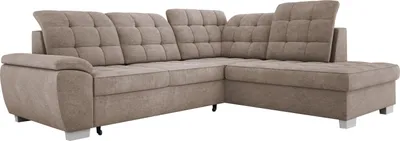 Produktbild von Geräumiges Ecksofa LOTTA In Pflegeleichtem Veloursstoff, Maße 258x212cm, Optimal Für Familien, Mit Praktischem Bettkasten Und Modernem Design Anordnung auf der Rechten Seite Farbe: DUNKELBEIGE