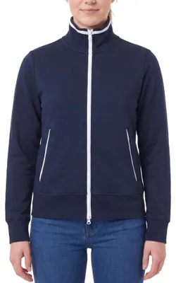 Produktbild von Mivaro Damen Sweatjacke tailliert mit Stehkragen und Reißverschluss sportlich elegant aus Baumwolle mit Fleece innen warm bequem für Freizeit Arbeit und Alltag in vielen Farben erhältlich